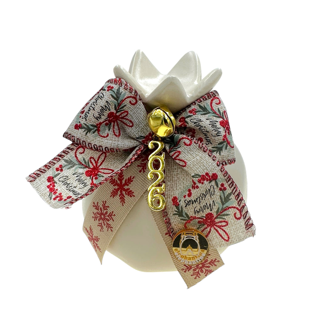 Γούρι 2026 Κεραμικό Ρόδι με Φιόγκο & Κουδουνάκι (10x13)