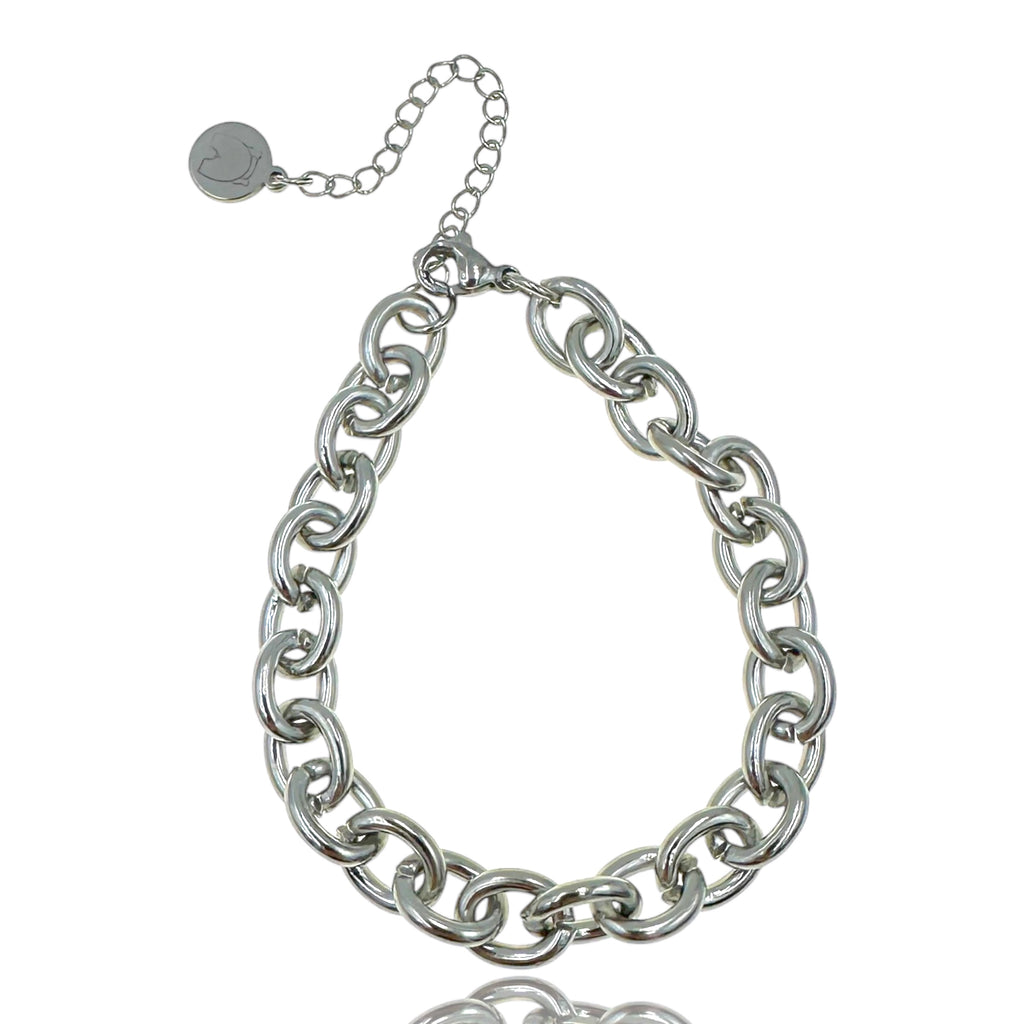 Βραχιόλι από Ατσάλι Ασημί με μεγάλους κρίκους