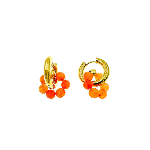 Σκουλαρίκια Κρίκοι με πορτοκαλί πέτρες ''Oceanica orange''