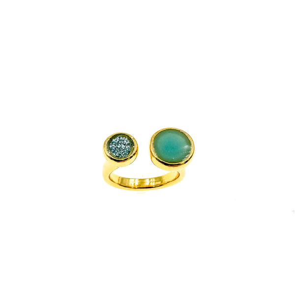 Δαχτυλίδι με άνοιγμα και πράσινο σμάλτο