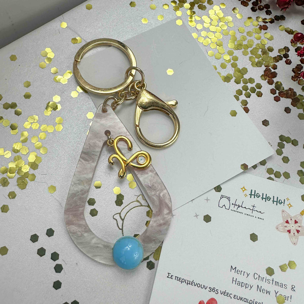 Γούρι Μπρελόκ 2026 με Δάκρυ Plexiglass & Τυρκουάζ Πέτρα