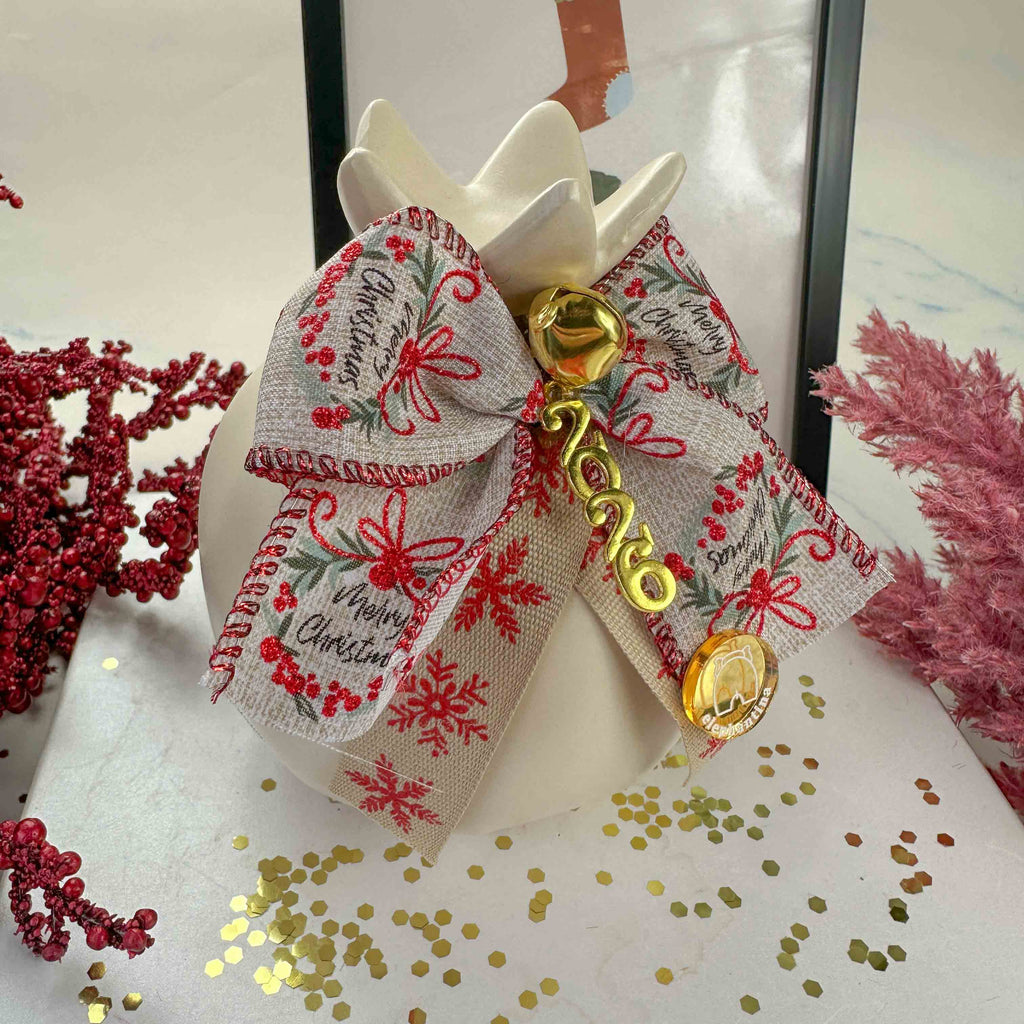 Γούρι 2026 Κεραμικό Ρόδι με Φιόγκο & Κουδουνάκι (10x13)