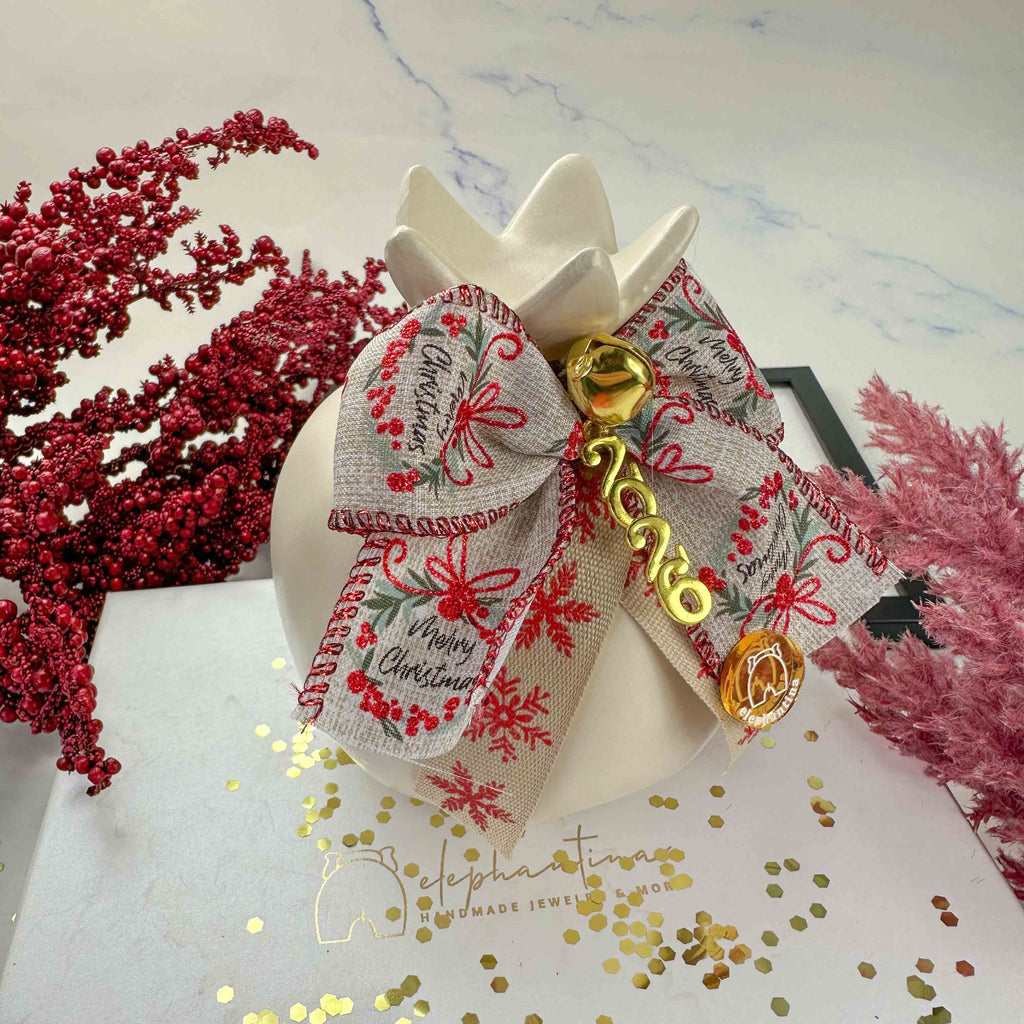 Γούρι 2026 Κεραμικό Ρόδι με Φιόγκο & Κουδουνάκι (10x13)