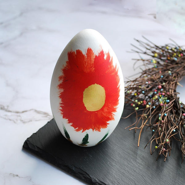 Χειροποίητο Μεσσαίο Αυγό ζωγραφιστό λουλούδι κόκκινο