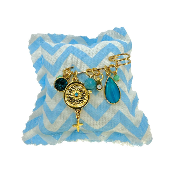 Παραμάνα παιδική με μπλε κρύσταλλο και σταγόνα