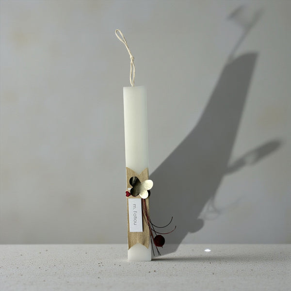 Λαμπάδα με Πεταλούδα & Κόκκινες Λεπτομέρειες