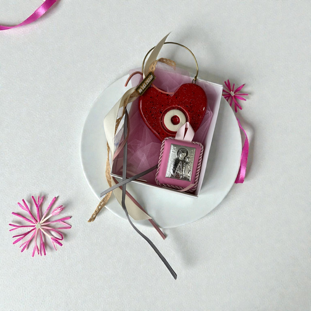 Baby Kit Νεογέννητου Κοριτσιού – Κεραμική Καρδιά «ΝΑ ΣΑΣ ΖΗΣΕΙ», Εικόνα Παναγίας