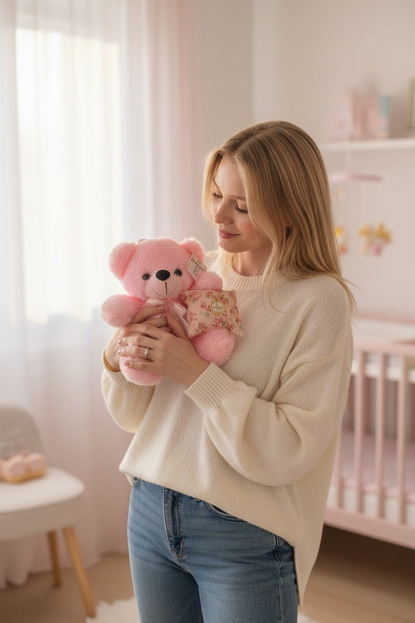 Baby Gift Set για Νεογέννητο Κοριτσιού Ροζ Αρκουδάκι με Παραμάνα IC XC NIKA – Γλυκό Φυλαχτό για Νεογέννητο