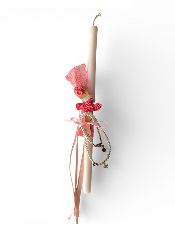 Λαμπάδα Μπαλαρίνα με Κόσμημα από Πέρλες