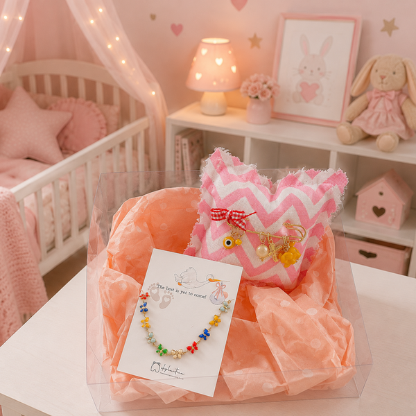 Kit Baby Μωρού Ροζ Πακέτο Βραχιόλι πεταλούδες & Παραμάνα Φυλαχτό