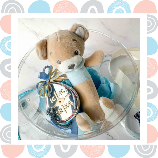 Kit Baby Μωρού Μπλε Πακέτο Αρκουδάκι & Εικόνα Φυλαχτού Κούνιας