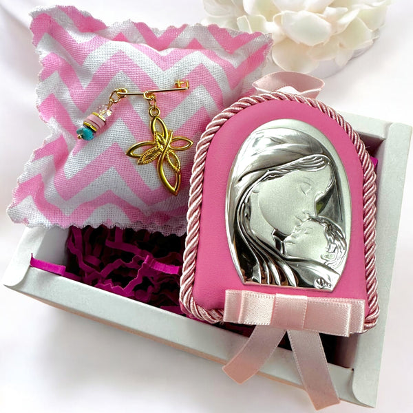 Baby Kit Νεογέννητου Κοριτσιού - Παραμάνα Σταυρός & Εικόνα Παναγίας-Χριστού