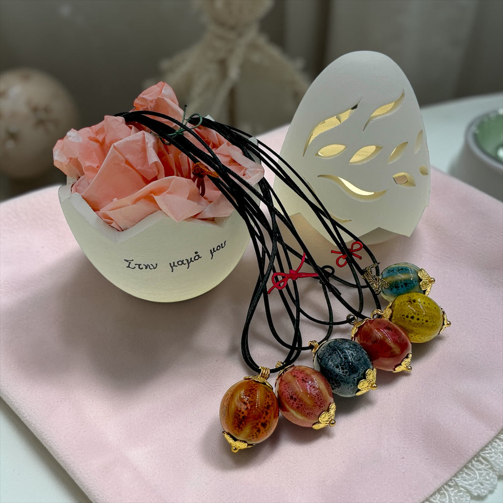 Κεραμικό Αυγό Ρεσώ Δώρο για την Μαμά & Κολιέ Αυγό