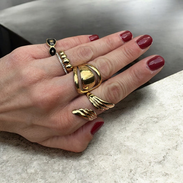 Δαχτυλίδι Από Επιχρυσωμένο Ατσάλι με Αφηρημένο Σχέδιο