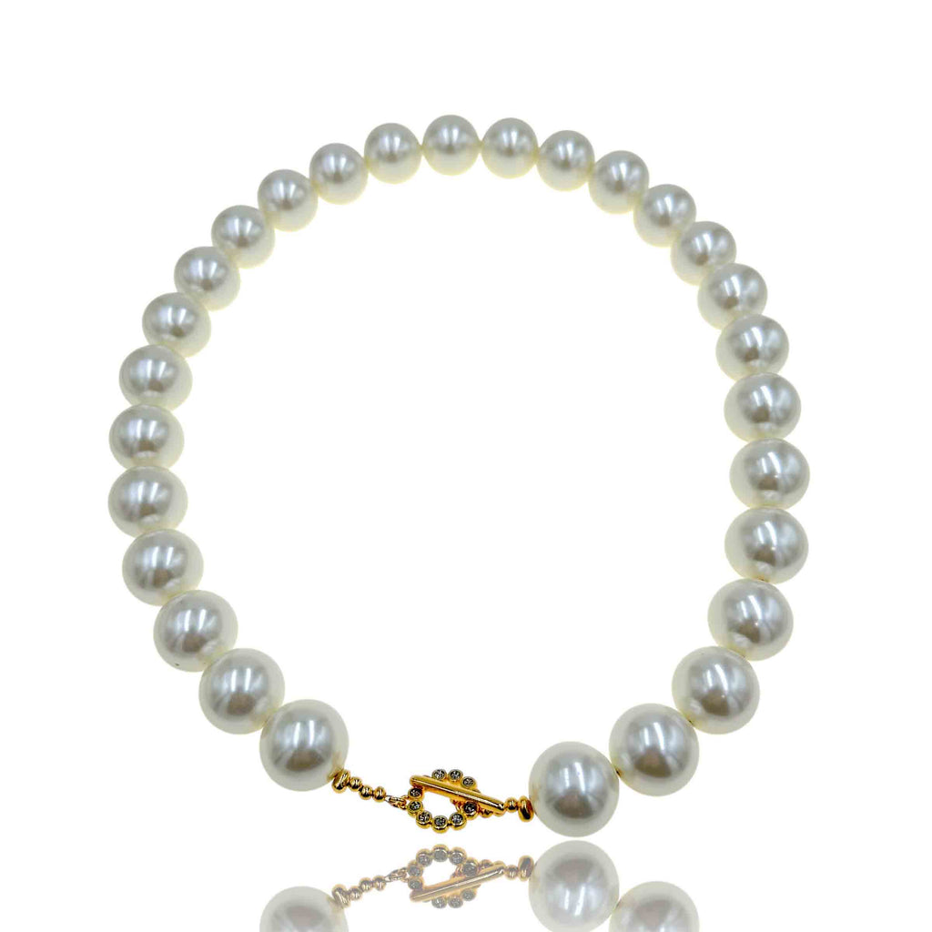 Κολιέ με Μεγάλες Πέρλες και Κούμπωμα με Glitter