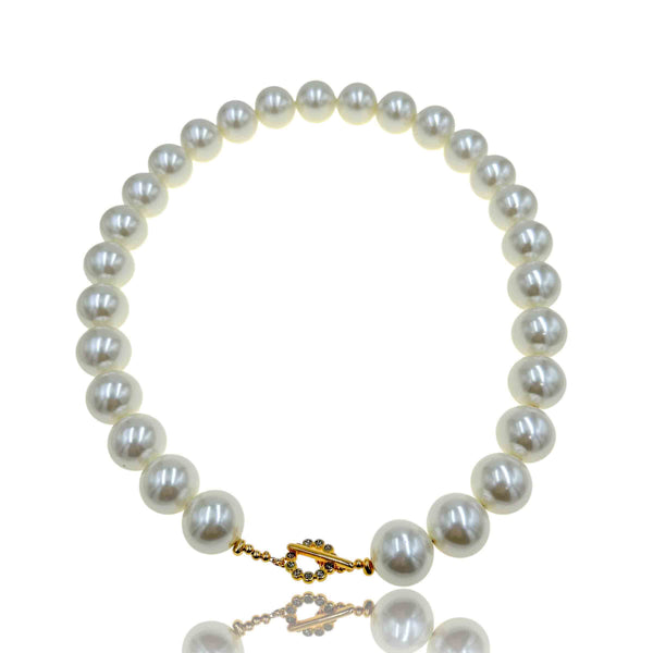 Κολιέ με Μεγάλες Πέρλες και Κούμπωμα με Glitter