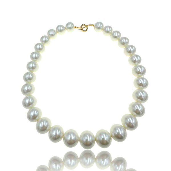 Κολιέ με Μεγάλες Πέρλες και Κούμπωμα με Glitter