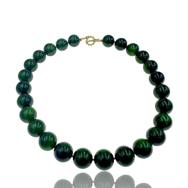 Κολιέ με Μεγάλες Πράσινες Χάντρες και Κούμπωμα με Glitter