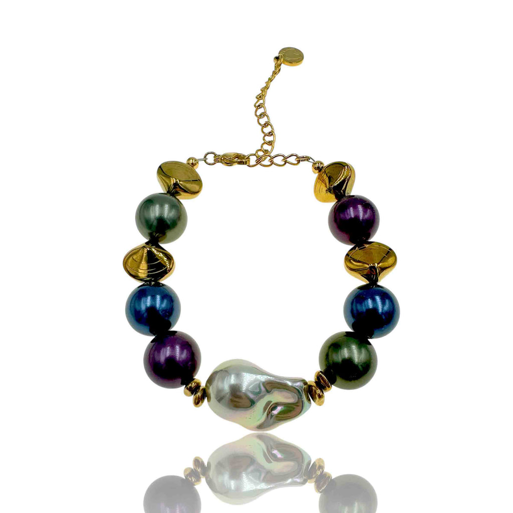 Βραχιόλι με Πολύχρωμες Πέρλες Και Αιματίτες