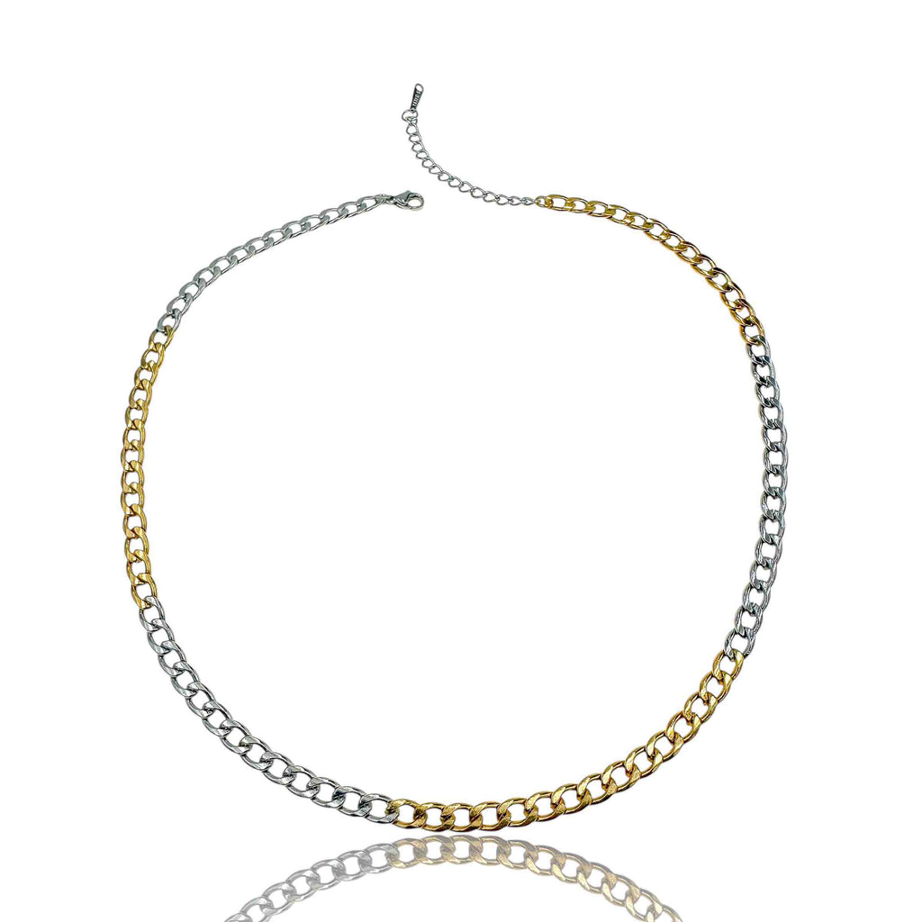 Ατσάλινη Αλυσίδα Λαιμού Δίχρωμη Χρυσή - Ασημί