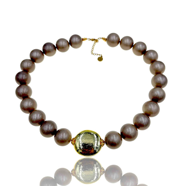 Κολιέ με Elephant Χάντρες και Κεντρική Foil Χάντρα