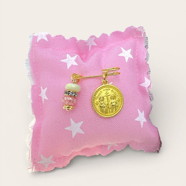 Παραμάνα παιδική για κοριτσάκι με φυλαχτό ICXC NIKA