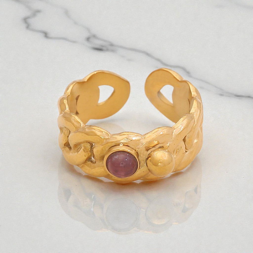 Δαχτυλίδι "Lilac Stone" με Χρυσή Αλυσίδα