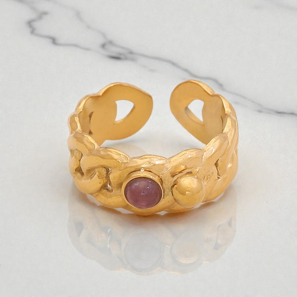 Δαχτυλίδι "Lilac Stone" με Χρυσή Αλυσίδα