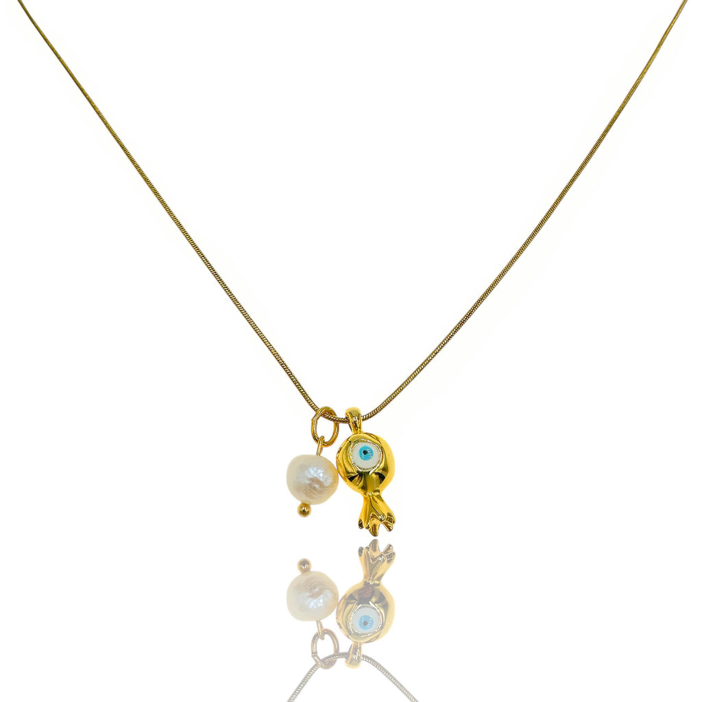 Γούρι 2026 Κολιέ με μαργαριτάρι και ματάκι για τον λαιμό – Spiritual Protection