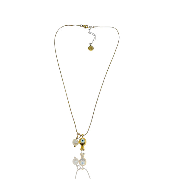 Γούρι 2026 Κολιέ με μαργαριτάρι και ματάκι για τον λαιμό – Spiritual Protection