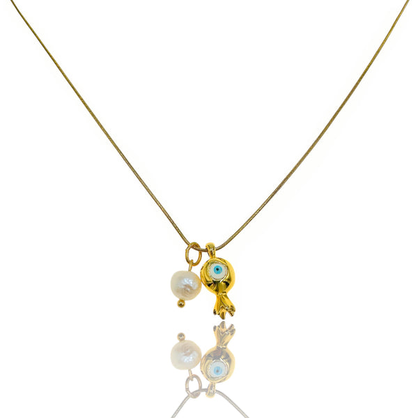 Γούρι 2026 Κολιέ με μαργαριτάρι και ματάκι για τον λαιμό – Spiritual Protection