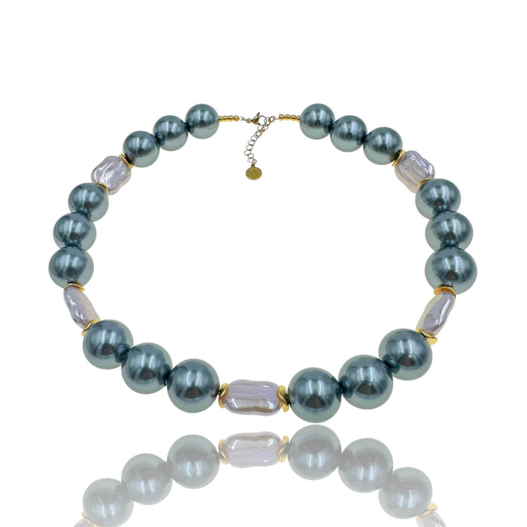 Κολιέ με Γκρι και Μωβ Πέρλες – Moonlit Glam Necklace