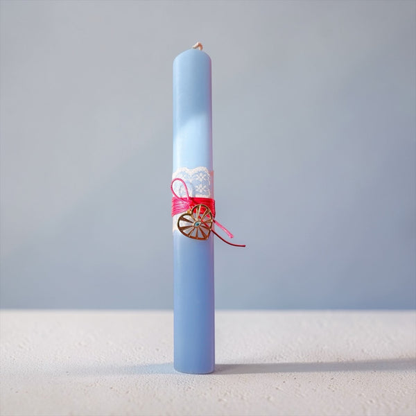 Χειροποίητη Λαμπάδα σιελ κερί & στοιχείο κρεμαστό