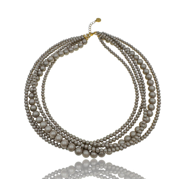 Πολύσειρο Κολιέ με Πέρλες σε Χρώμα Elephant