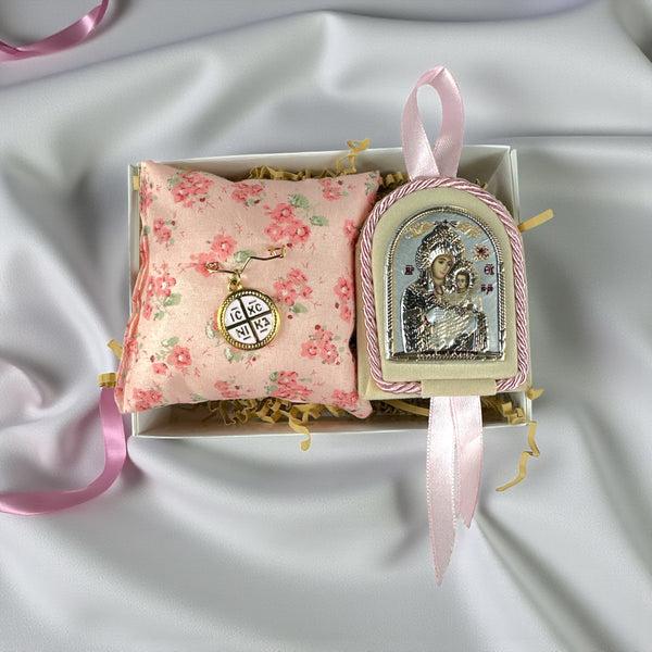 Baby Kit Νεογέννητου Κοριτσιού – Εικόνα Παναγίας Βηθλεεμίτισσας & Παραμάνα IC XC NIKA