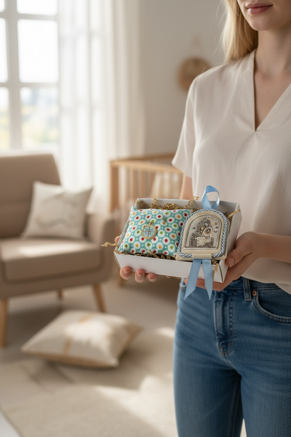 Baby Kit Νεογέννητου Αγοριού – Εικόνα Παναγίας Βηθλεεμίτισσας & Παραμάνα IC XC NIKA