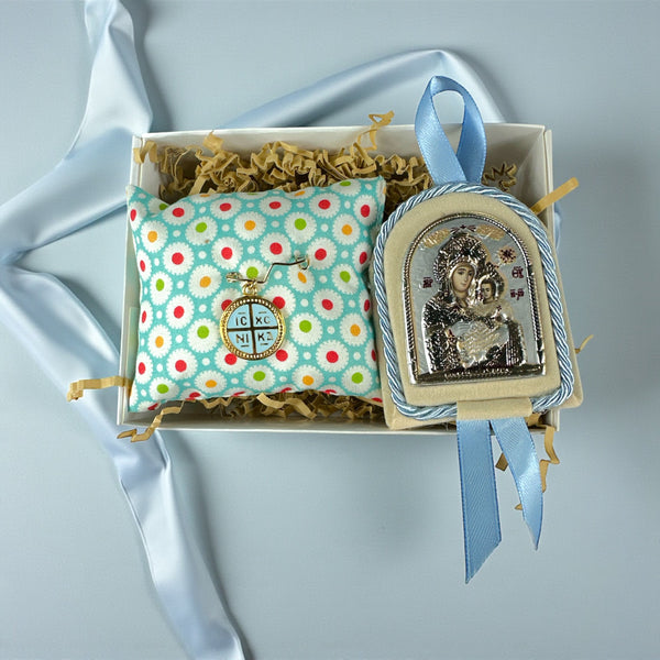 Baby Kit Νεογέννητου Αγοριού – Εικόνα Παναγίας Βηθλεεμίτισσας & Παραμάνα IC XC NIKA