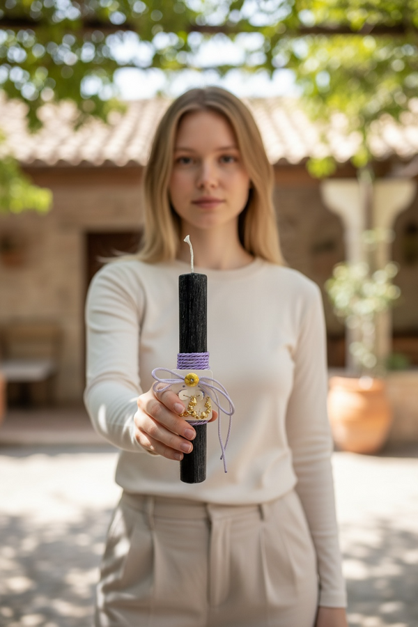 Πασχαλινή Λαμπάδα με Κρίκους Καρδιά σε Χρυσό