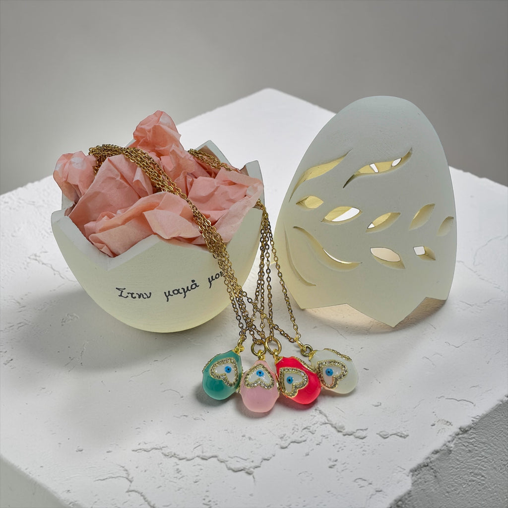 Κεραμικό Αυγό Ρεσώ Δώρο για την Μαμά & Κολιέ Αυγό Με Μάτι