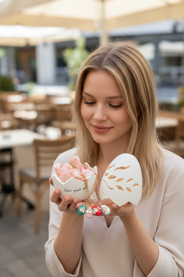 Κεραμικό Αυγό Ρεσώ Δώρο για την Μαμά & Κολιέ Αυγό Με Μάτι