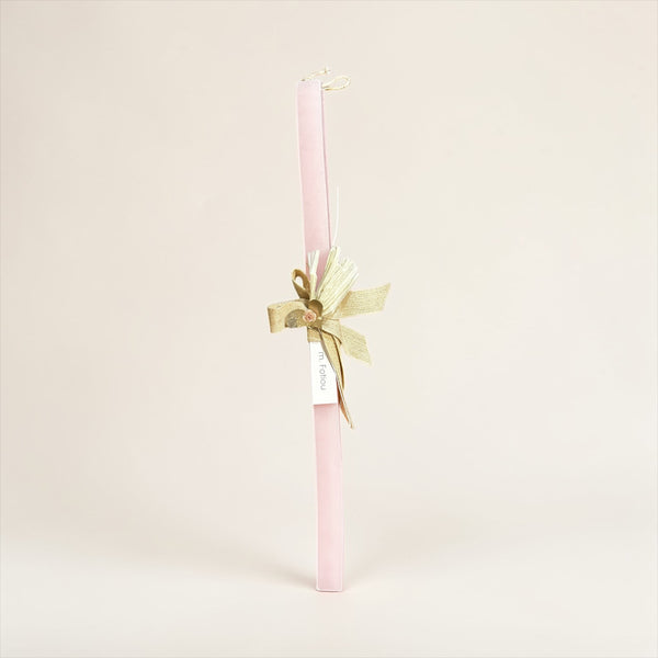 Λαμπάδα Ροζ με Καρδιά και Κορδέλες