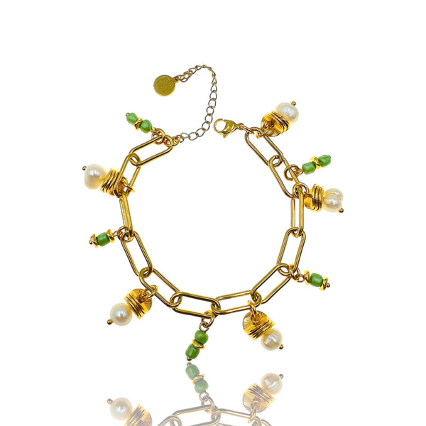 Βραχιόλι με ατσάλινη αλυσίδα και mix κρεμαστά στοιχεία