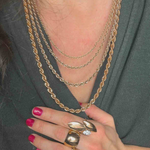 Χρυσή Αλυσίδα Λαιμού Rope Design από Ανοξείδωτο Ατσάλι 316L – 2mm, 3mm, 4mm, 5mm