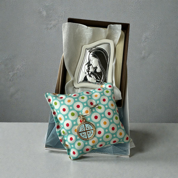 Baby Kit Νεογέννητου Αγοριού – Επιτραπέζια Εικόνα Παναγίας & Παραμάνα IC XC NIKA