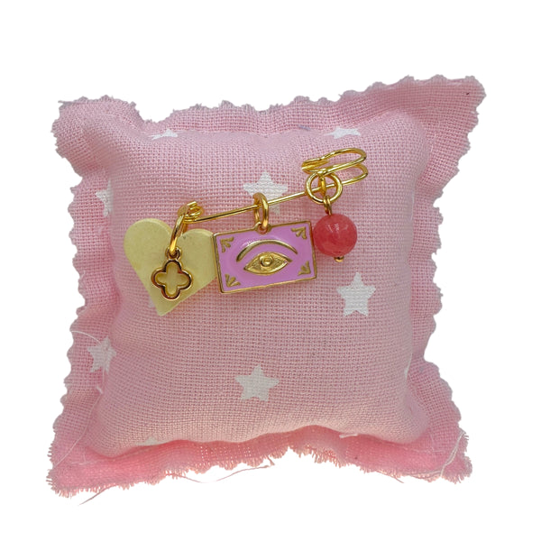 Παραμάνα παιδική Καρδούλα Λευκή, Σταυρός & Ματάκι