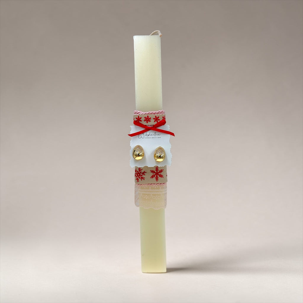 Πασχαλινή Λαμπάδα με Σκουλαρίκια Σταγόνα Χρυσό με Ζιργκόν