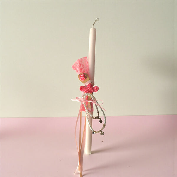 Λαμπάδα Μπαλαρίνα με Κόσμημα από Πέρλες