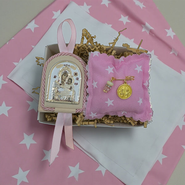 Baby Kit Νεογέννητου Κοριτσιού – Εικόνα Παναγίας Βηθλεεμίτισσας & Παραμάνα IC XC NIKA