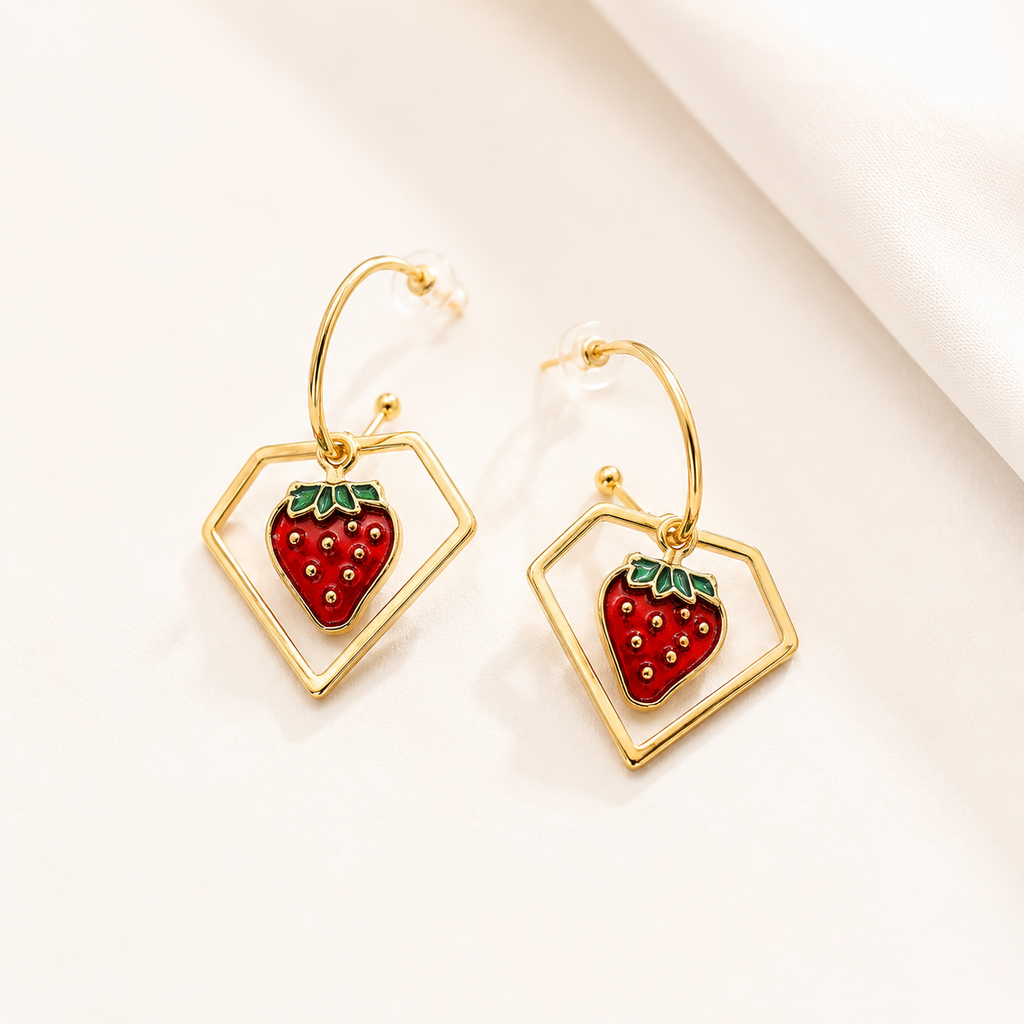 Σκουλαρίκια κρεμαστά Strawberry Love