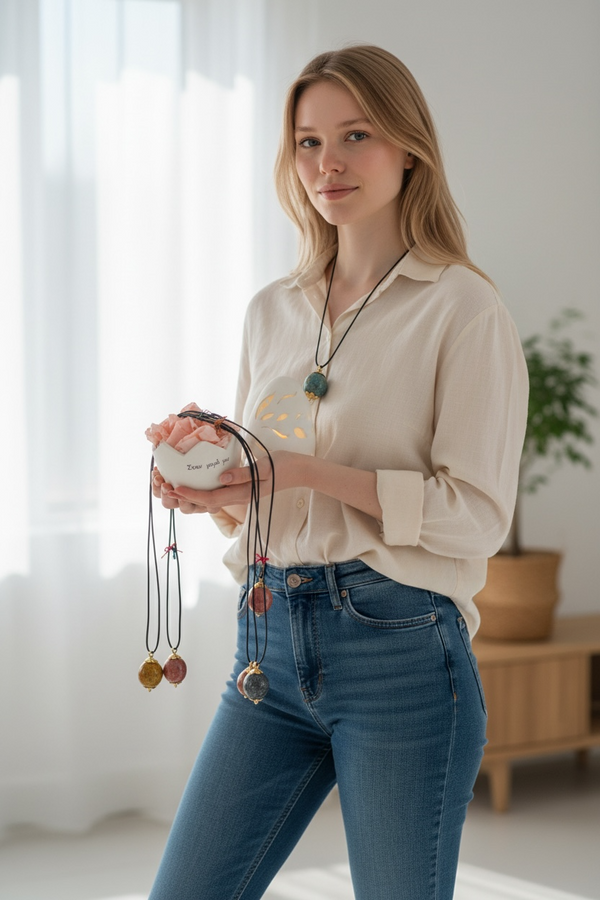 Κεραμικό Αυγό Ρεσώ Δώρο για την Μαμά & Κολιέ Αυγό